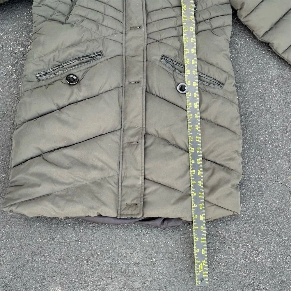Diesel Girls Olive Green Faux Fur Hooded Parka Winter Jacket Size 14